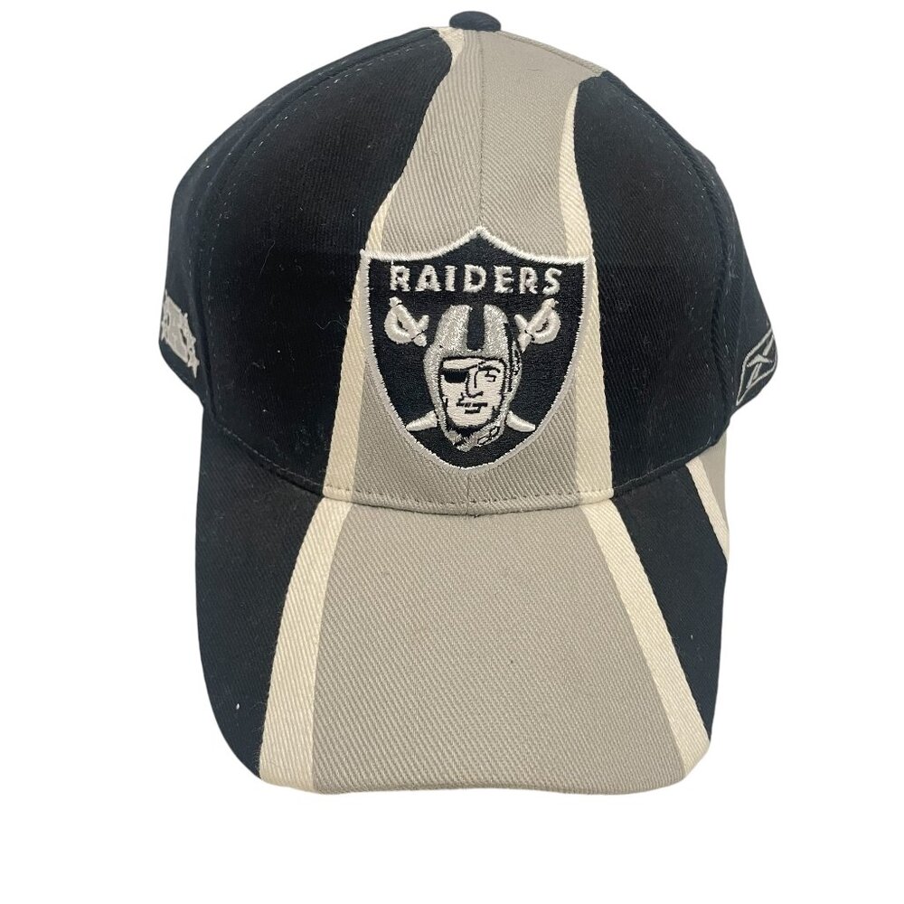 Oakland Raiders Reebok Hat Cap Adjustable Black Silver NFL Equipment